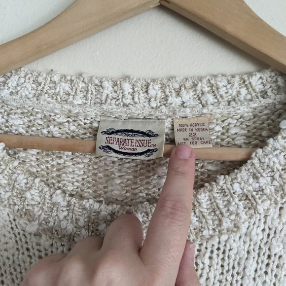 Seperate Issue Vintage Knit Sweater with Appliqué – Women's Size 22 - Picture 8 of 8